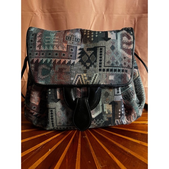 Susan Gail Handbags - Vintage Shimmery Metallic Fabric Artsy Women's Bag with 100 Percent Leather trim